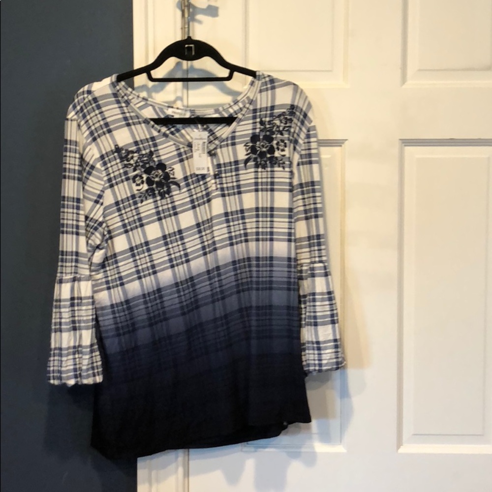 Plaid blue and white shirt
